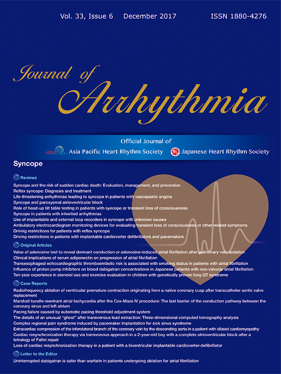 Go to journal home page - Journal of Arrhythmia